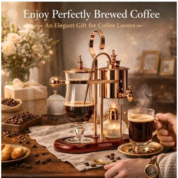 Vintage Belgian Balance Syphon Coffee Maker Copper Manual Vacuum Brewer Nispira
